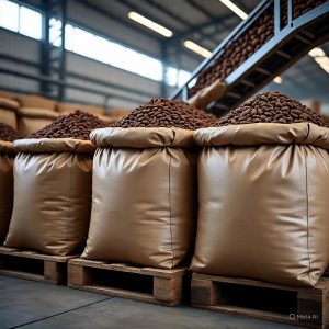 cocoa beans in bags for export