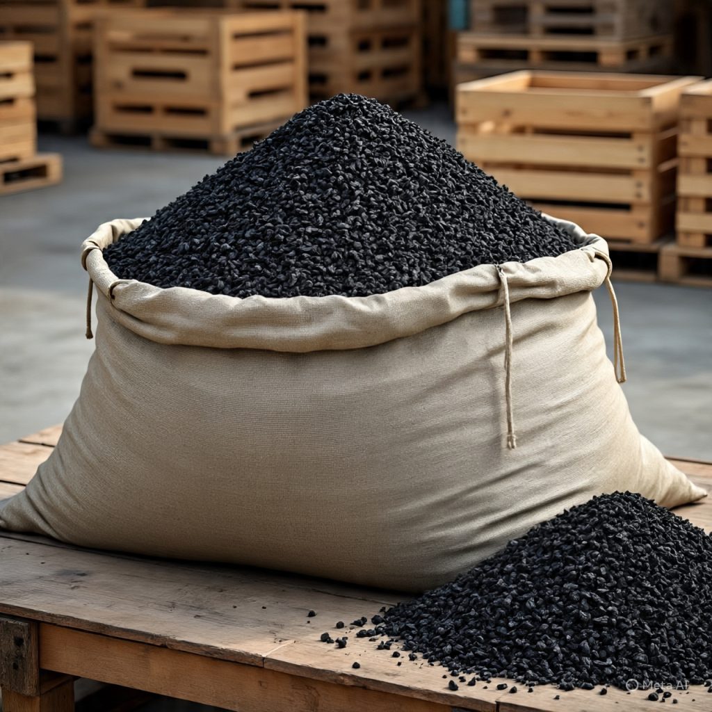 palm kernel shell charcoal in bag for